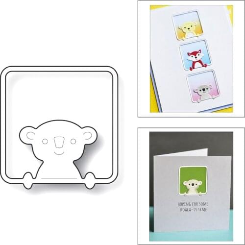 2020 New Square Frame Background Lovely Animal Koala Metal Cutting Dies For DIY Scrapbooking Album Greeting Card Making No Stamp