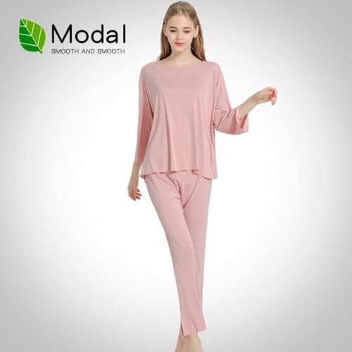 New Pajamas Set Women Spring Autumn Modal Home Wear Female Two-piece Pyjamas Suit Can Be Worn Outside Long Sleeve Sleepwear Suit