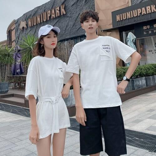 Couple outfit 2021 summer new Korean version dress short-sleeved T-shirt couples clothes couples clothing