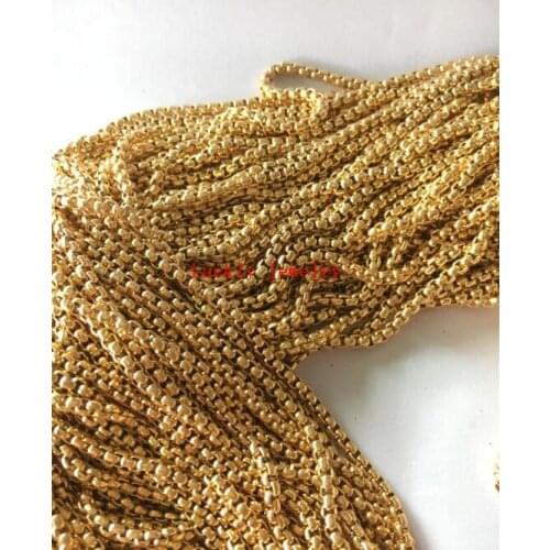 In bulk 5 meter/Lot Stainless Steel Gold 3MM Square Rolo - chain jewelry finding /Marking DIY Jewelry