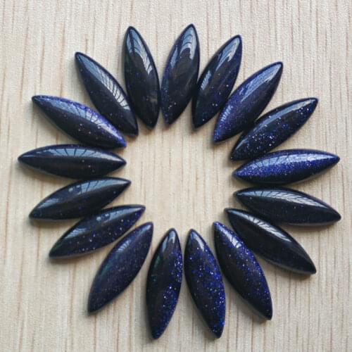 Wholesale 20pcs/lot 2018 Fashion blue sand stone Oval CAB CABOCHON beads for Necklace Earring accessories making 8x25mm free