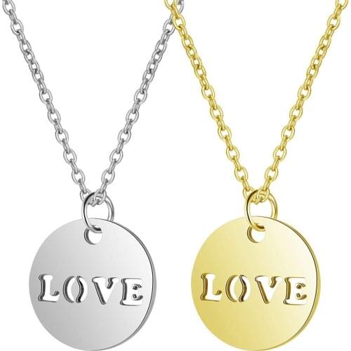 2019 Titanium Stainless Steel 4 Style Love Pendant Necklace Gold Silver Tone Long Chain Stetement Love Heart Custom Necklace