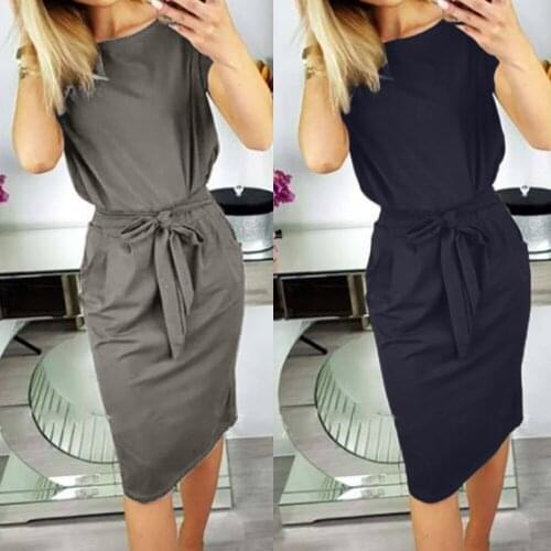 Womens Sexy Dress Casual Pocket Summer Ladies Short Sleeve Evening Party Dress Womens Clothing Party Dress Vestido Feminino #SR