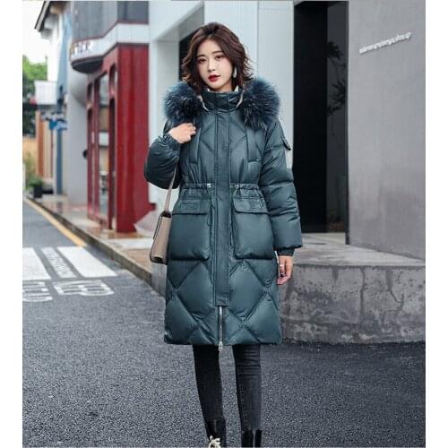 Casual Parkas Fur Collar Warm Coats Korean Fashion Winter Jackets Women 2021 Down Jacket For Elegant Blue Clothes Y337