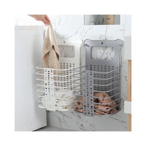 Simple wall hanging foldable collection dirty clothes basket Home bathroom finishing laundry box basket