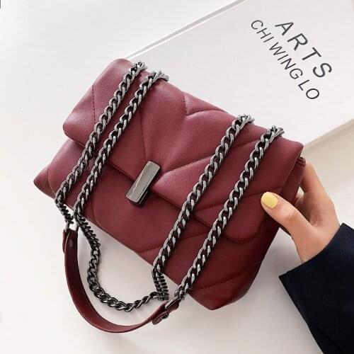 Luxury Women Bag With Metal Chain Crossbody Bags Pu Leather Flap Shoulder Bag Trend Handbag And Purses Women Satchel Totes