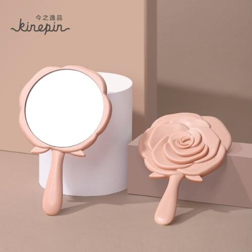 Rose Handle Mirror With Handle Portable For Vanity Makeup Home Salon Travel Use Cosmetic Mirror