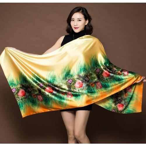 Silky Satin Shawl Ladies All-Match Double sided printing Scarves Oversized Travel Scarf Shawls Long Wraps Gift