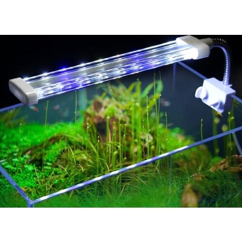Crystal LED Aquarium Light 6W/8W/10W Aquatic Plant Lighting Waterproof Clip-on Lamp For Fish Tank Plants Grow Blue White Light