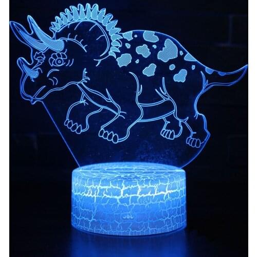 Triceratops theme 3D Lamp LED night light 7 Color Change Touch Mood Lamp Christmas present Dropshippping