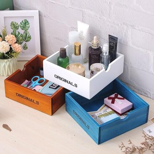 Коробка для хранения Solid Wooden Key Desktop Storage Box Cosmetics Storages Boxes Door Square Storage No Lid Finishing Case
