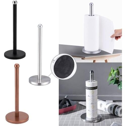 1Pc European Stainless Steel Vertical Paper Towel Rack Desktop Roll Paper Holder Kitchen Napkin Shelf Bathroom Tissue Stand