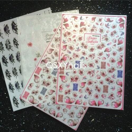 High Quality 50pcs Super Thin Nail Art Adhesive Sticker Decal Pink Flower Butterfly Design Decoration MG series