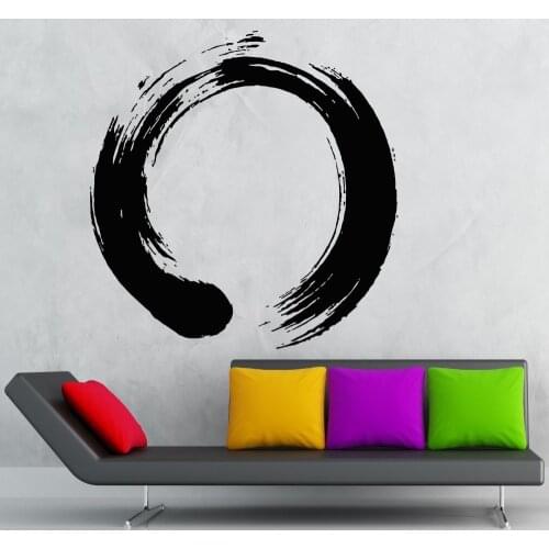 High Quality Vinyl Decal Japan Wall Sticker Circle Enso Zen Buddhasim Calligraphy For Home Art Decoration Wall Mural Y-354