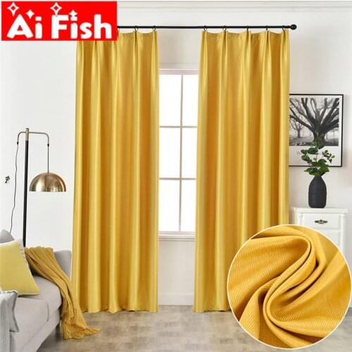 Yellow Modern Blackout Curtains For Living Room Orange Solid Color Thick Bedroom Curtain Drapes Kitchen Fabric Cortinas MY488#3