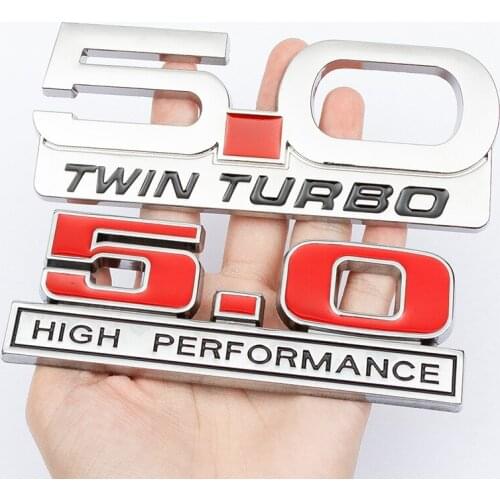 1 Pcs 3D 5.0 TWIN TURBO Emblem 5.0 HIGH PERFORMANCE Badge SVT COBRA Car Stickers Rear Trunk car body Decals for Ford