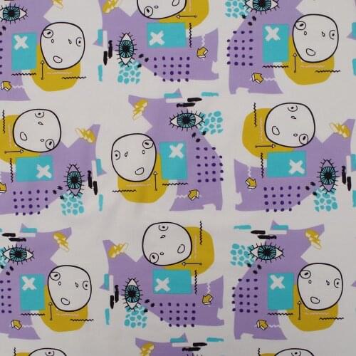 1 Yard Printed Cotton Woven Fabric - Face, Eye and Dot (Width=140cm)