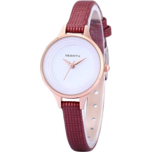 100pcs/lot RE012 mini strap rebirth lady leather watch rose gold case elegance wrap quartz casual watch for women wholesale