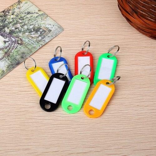 100pc Plastic Key Tags Key Rings Luggage ID Tags Card Fob Label Keychain Note Pat