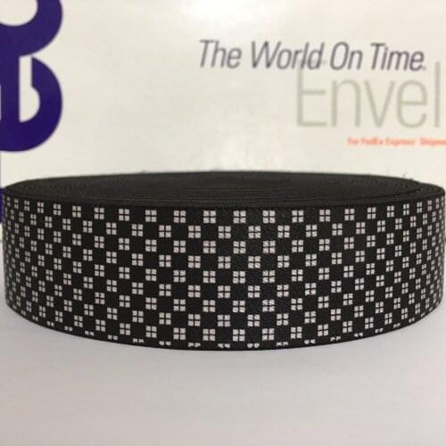 12 Meters 35mm White Square Pattern Suspender Elastic Webbing Great For Mens Suspender Making