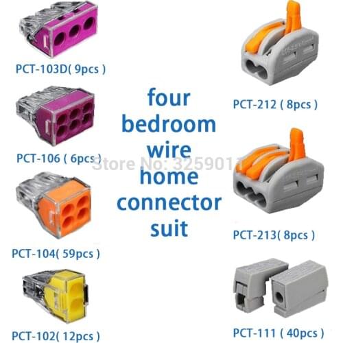 142PCS Push Wire Connector Wall-Nut Assortment Pack PCT-102 773-104 18-12 AWG Assortment kit red purple gray yellow