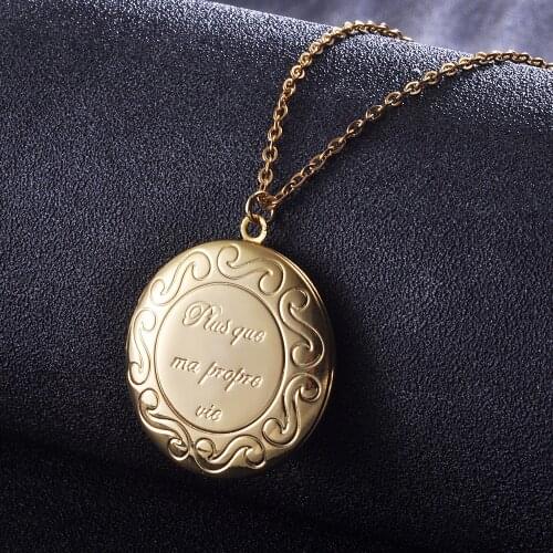 2Pcs/lot Round photo locket pendants Necklace vintage bronze picture frame Necklace jewelry antique