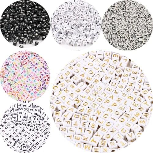 200/400/600pcs Mix Letter Beads Square Alphabet Beads Acrylic Beads DIY Jewelry Making For Bracelet Necklace Accessories 5mm