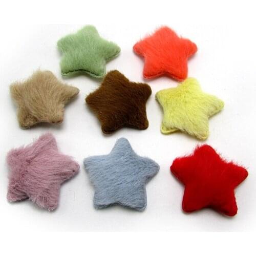 20pcs/lot 4.6cm plush star Shape Padded appliques for headwear decoration handmade hair accessories