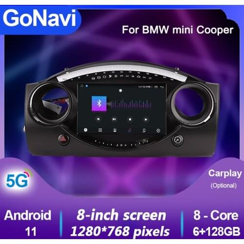 GoNavi android 11 car radio Central Multimedia intelligent system tonch screen with gps carplay for BMW mini Cooper 2004-2006