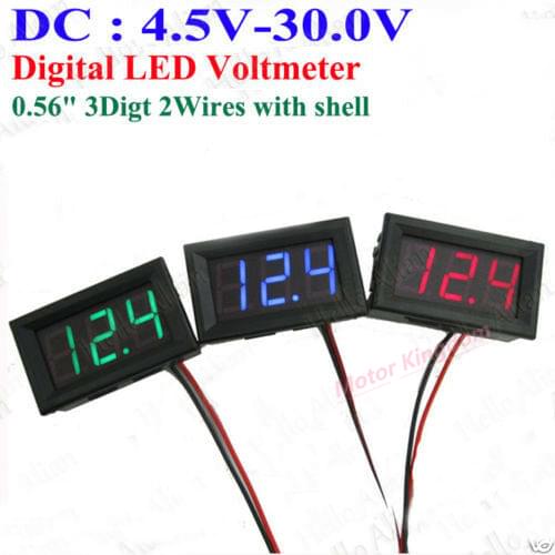 DC 4.5V-30.0V Digital LED Panel Voltage Meter Voltmeter DC 5V 12V 24V Car Battery 3-digit 2-wires Available in three colors
