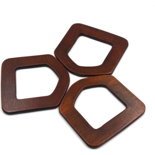 Wooden Handle Pentagonal Wooden Handle Handbag Wooden Handle Luggage Brown Wooden Handle