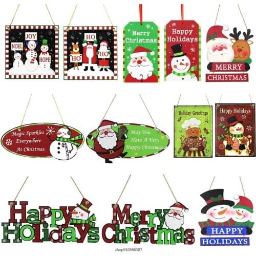 Merry Christmas Wooden Sign Snowman Santa Reindeer Hanging Plaque Door Hanger Xmas Tree Ornament Holiday Party Wall 21wholesales