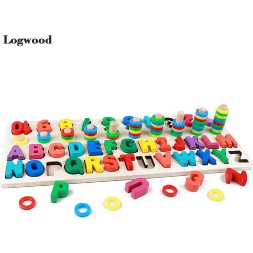 Baby Wooden Toys Montessori Math Toy Counting Digital letter Cognition Match Jigsaw Educational Toys Wooden Toys For Children