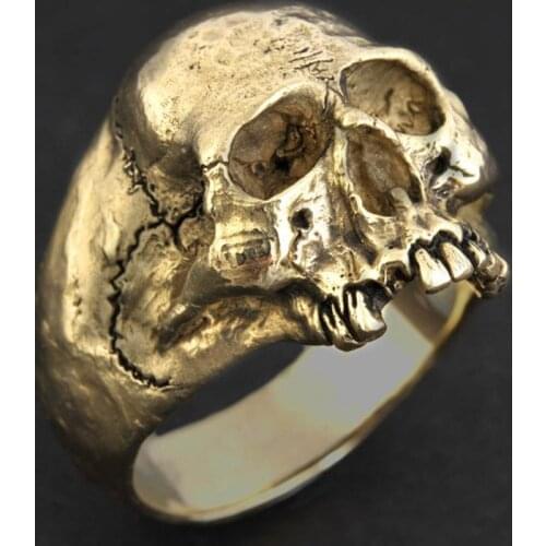 FDLK Vintage Mens Punk Ring Gothic Punk Golden Horror Skull Ring Cool Mens Rock Biker Jewelry Gift Size 6-14ry Gift Size 6-14