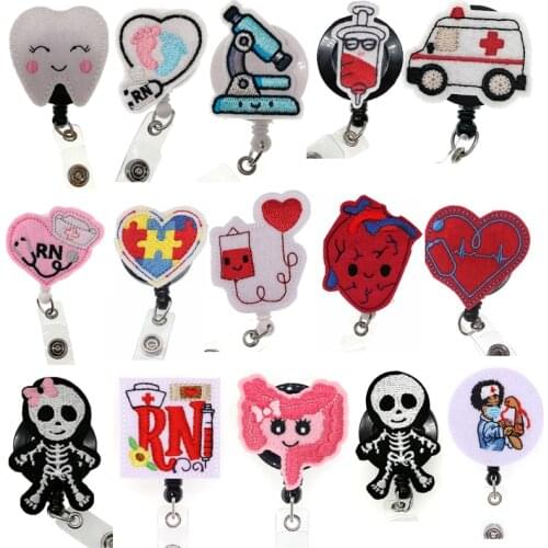 10pcs Mix Style Felt Medical Card Badge Reel For Hospital Office Supply Nurse Accessories Badge Holder