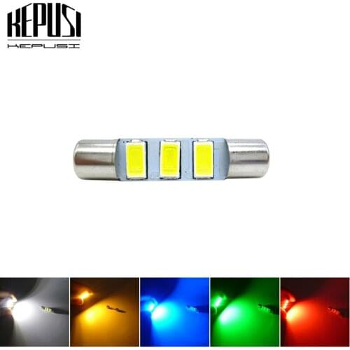 28mm 29mm Festoon Led Bulb 3SMD 6614F 6612F for Car Interior Vanity Mirror Sun Visor Dome Map Light white red yellow green blue