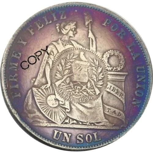 Guatemala 1 Peso Counter stamped coinage 1871 Brass Plated Silver Copy Coin