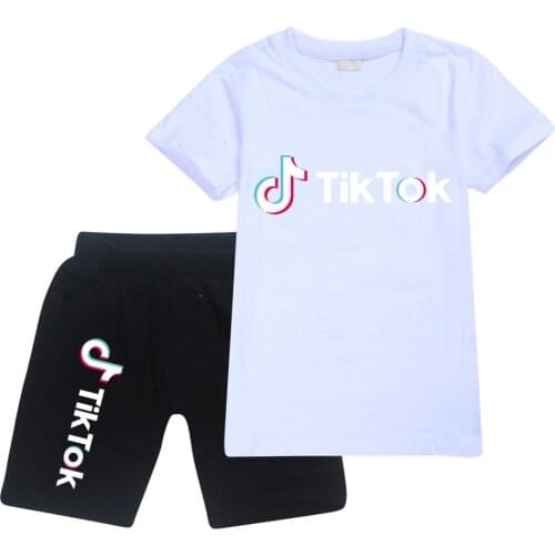 TIK TOK Baby Girl Clothes Short Sleeve Summer Cartoon Kids T-shirt Tops + Shorts Set Boys Clothes