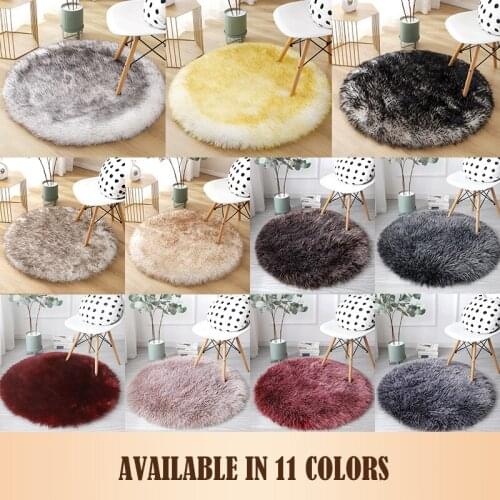 Round Soft Artificial Sheepskin Rug Carpet Artificial Wool Warm Hairy Carpets Seat Fur Area Rugs Bedroom Mat Circular
