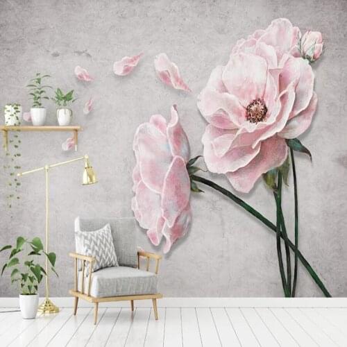Milofi custom 3D wallpaper mural hand modern minimalist hand-painted rose living room wall decoration wallpaper mural