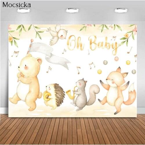 Mocsicka Spring Background Animal Party Photo Background Decoration Bear Fox Hedgehog Squirrel Photo Photography Banner