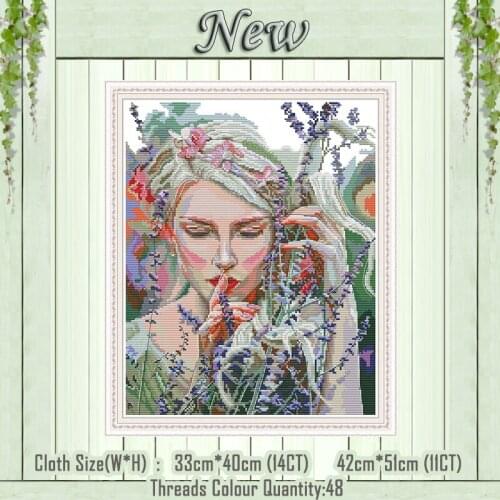 Listen to the quiet beauty girl painting counted printed on the canvas DMC 11CT 14CT kits Cross Stitch Embroidery needlework Set