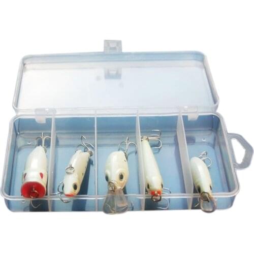 5pcs/set Night Fishing Lure Bait Kit Glow In Dark Luminous Artificial Bait with 6 Hooks Great for Night Fishing Pesca Iscas Tool