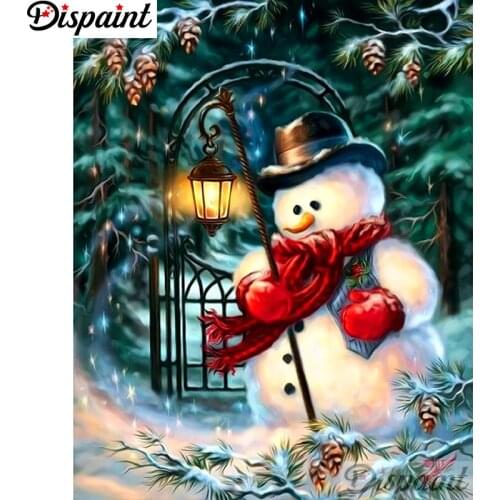 Dispaint Diamond Painting Full Square/Round Diamond"Cartoon snowman"Pattern Embroidery Cross Stitch 5D Rhinestone PaintingA10774