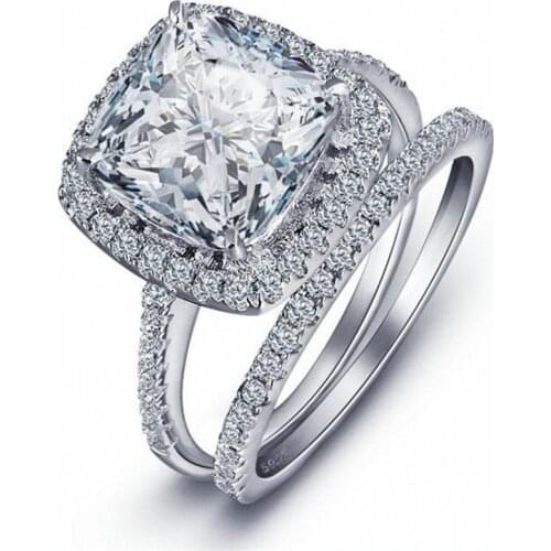 New 925 sterling silver wedding engagement rings set for women finger band rings fashion bridal jewelry personalized