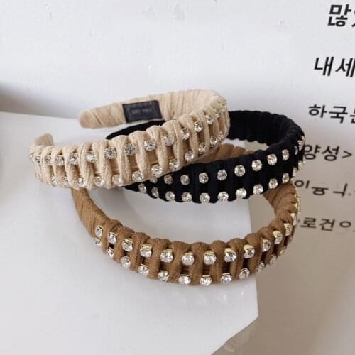 Suede braid Hairband With Rhinestone Headband for Women Girls Hair Accessories