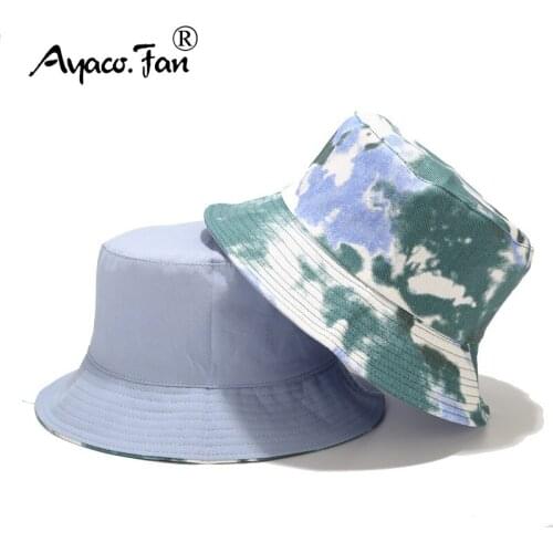 Dye Colorful Print Women Bucket Hat Two Side Wear Solid Sunhat Men Outdoor Travel Beach Caps Fishermen Hats Hip Hop Female Cap