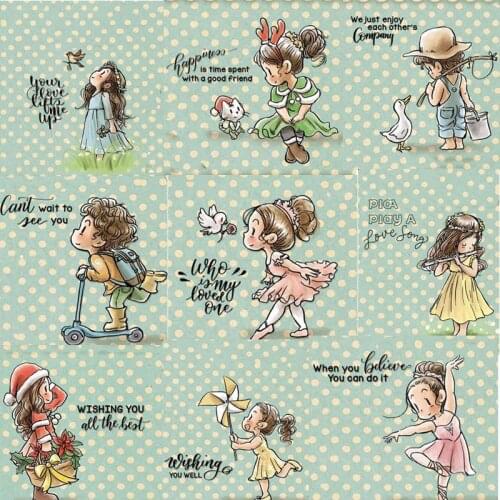 Couple boy girl Rubber Silicone Clear Stamps for Scrapbooking Tampons Transparents Seal Background Stamp Card Making Diy