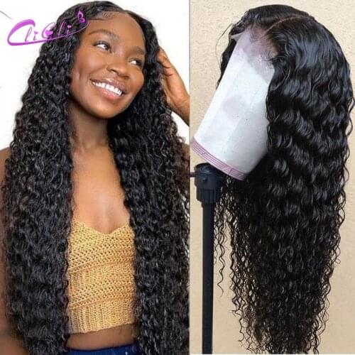 30 Inch Deep Wave Wig Transparent Lace Peruvian 13x4 Deep Wave Lace Front Wig Human Hair Pre Plucked 4x4 Deep Wave Closure Wig