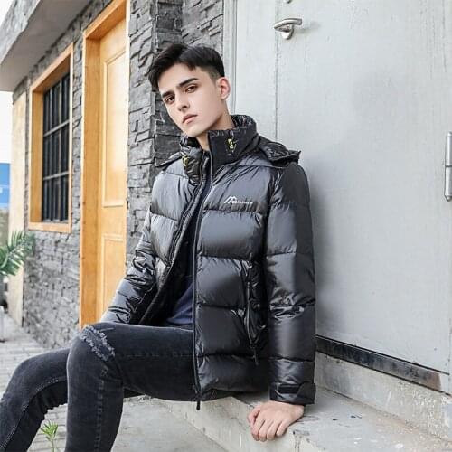 White Duck Down Parks Winter Jacket Men Windbreaker Waterproof Hooded Snow Jacket Men Shiny Parkas Chaqueta Hombre